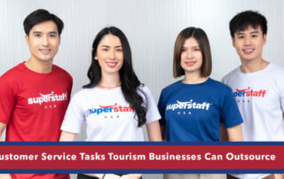 SuperStaff call center agents smile to the camera as they boost customer service for tourism industry