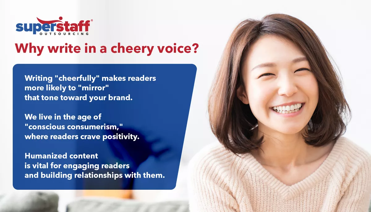 Why-write-in-a-cheery-voice- Using a cheery voice for business content writing.