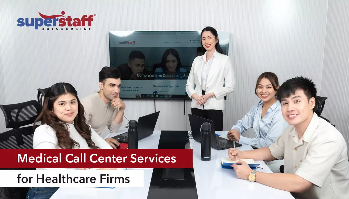 Featured-Image SuperStaff representatives for medical call center services are pictured inside a conference room.