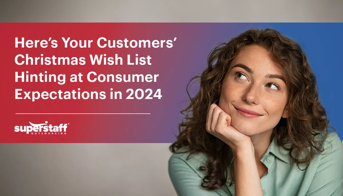 Here’s-Your-Customers’-Christmas-Wish-List–Hinting-at-Consumer-Expectations-in-2024 A customer smiles while thinking. The image caption says: Here’s Your Customers’ Christmas Wish List Hinting at Consumer Expectations in 2024