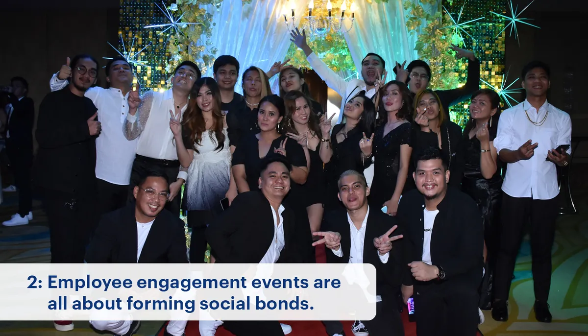 A group of friends posed for the camera in one of the employee engagement activities part of call center Philippines workplace culture.