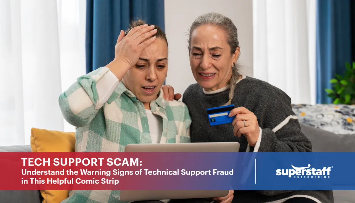 Tech-Support-Scam Two women were shocked as they look at their bank card, suggesting that they have been victims of tech support fraud.