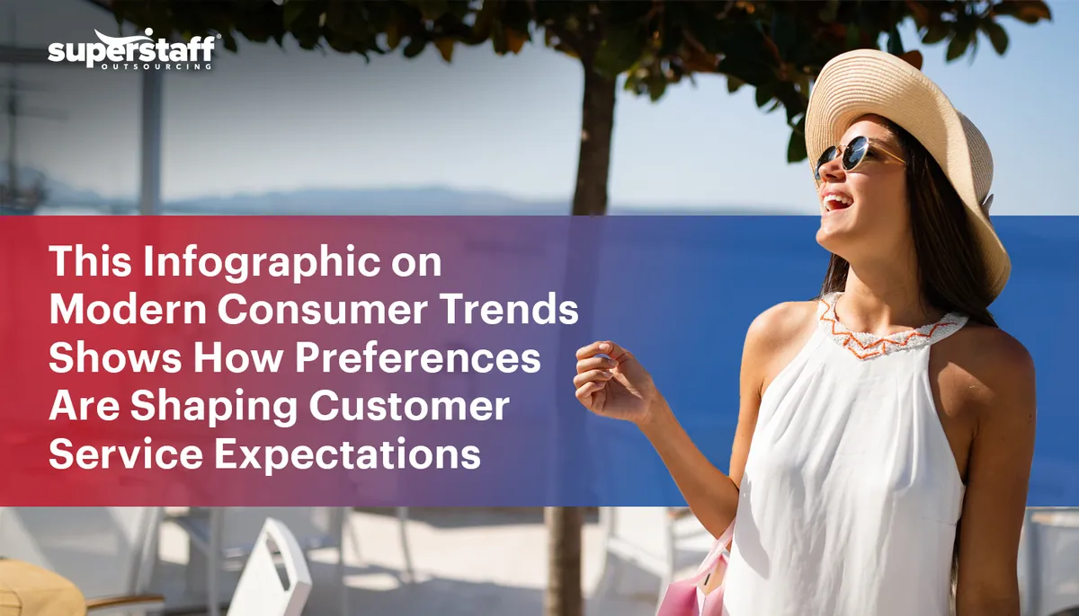 This-Infographic-on-Modern-Consumer-Trends-Shows-How-Preferences-Are-Shaping-Customer-Service-Expectations A traveler basked in the sun. Image captions says This Infographic on Modern Consumer Trends Shows How Preferences Are Shaping Customer Service Expectations.