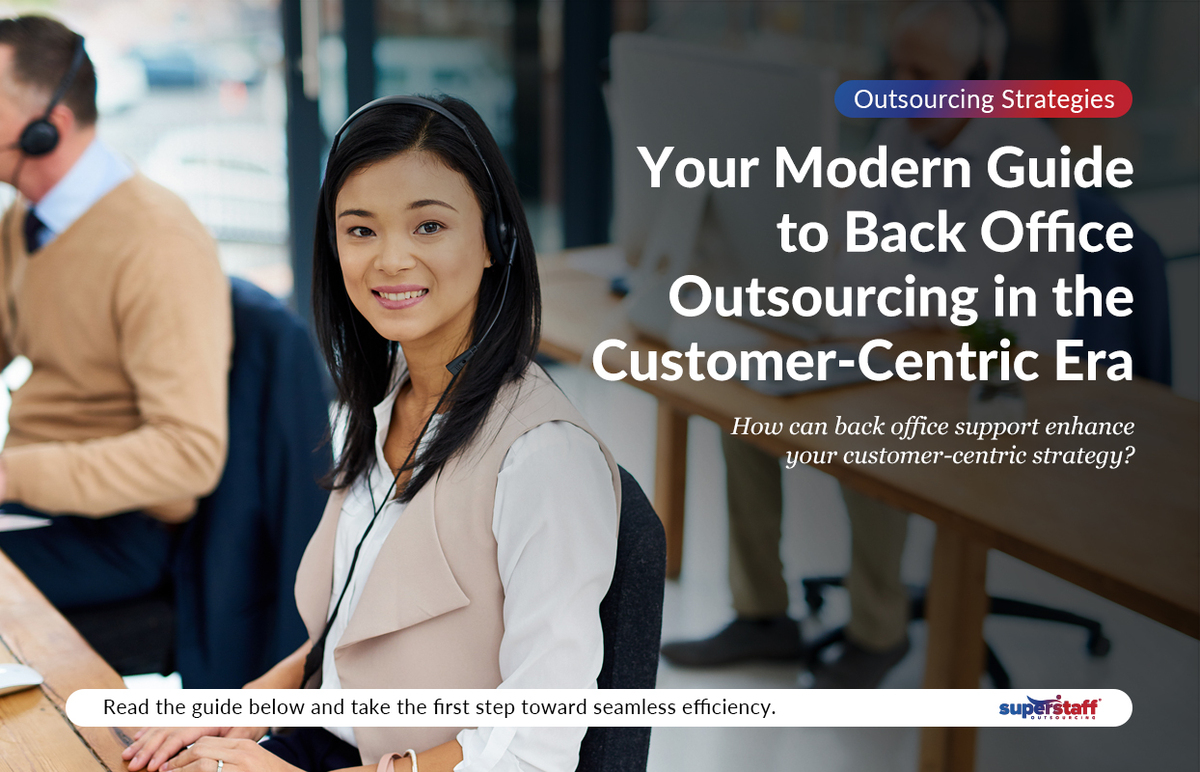Your-Modern-Guide-to-Back-Office-Outsourcing-in-the-Customer-Centric-Era_Featured_V1 A back office outsourcing specialist smiles while working.