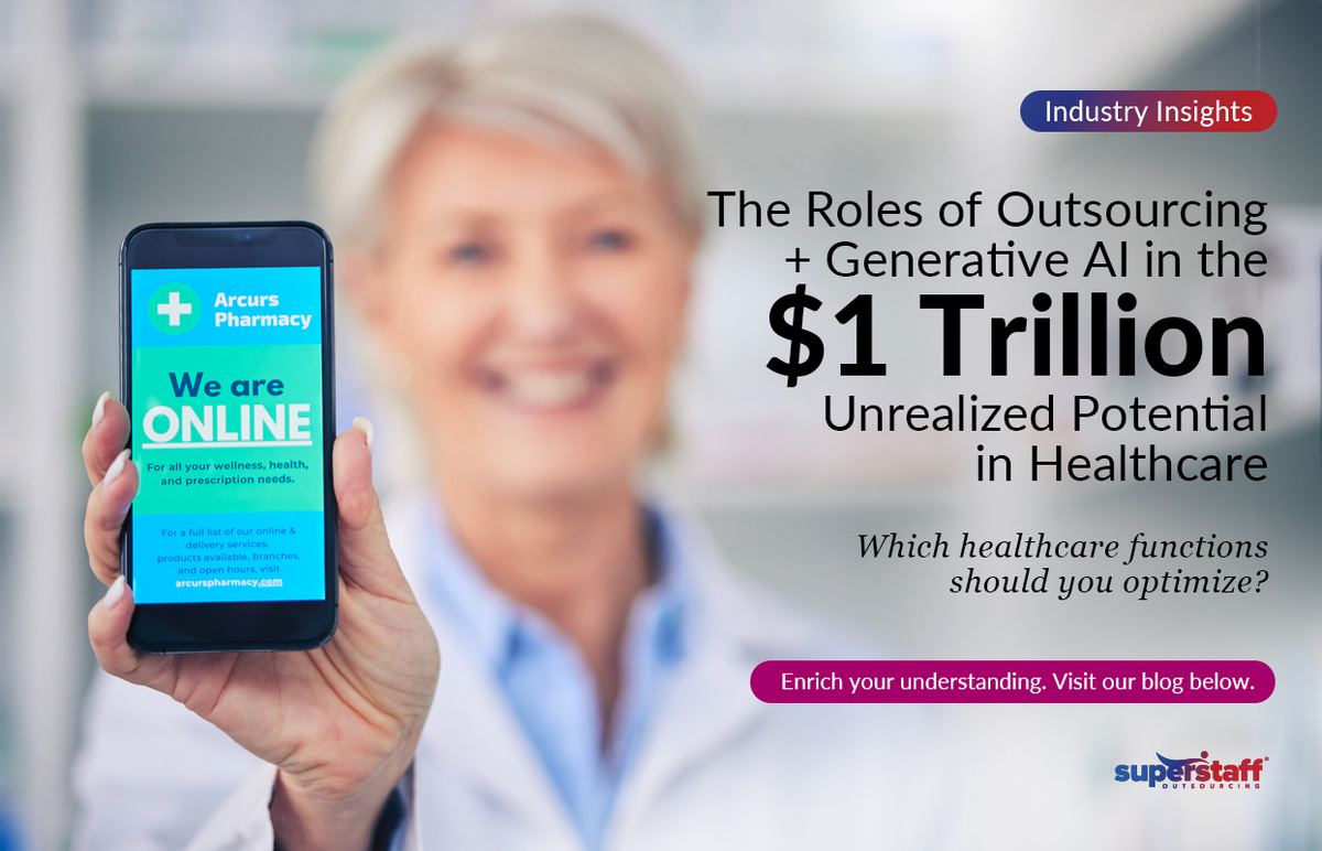 The-Roles-of-Outsourcing-+-Generative-AI-in-the-$1-Trillion-Unrealized-Potential-in-Healthcare_Featured The Roles of Outsourcing + Generative AI Banner