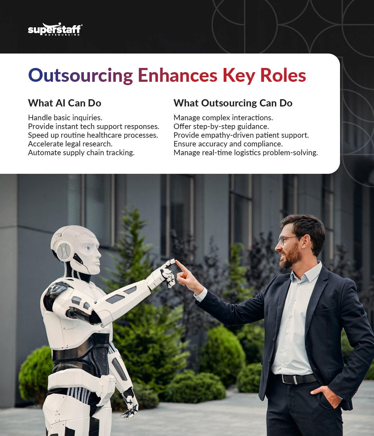 5-Jobs-That-AI-Can’t-Replace-in-2025_Mini-Info-2 A mini infographic shows how AI + outsourcing can enhance key roles