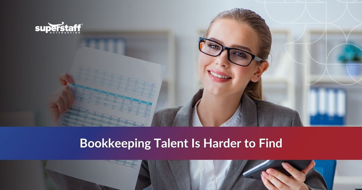 Professional woman holding financial documents, highlighting the challenge of finding bookkeeping talent in 2025.