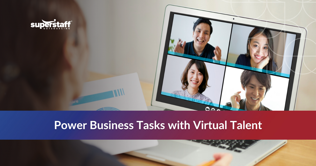 Becoming a Virtual Assistant_Featured Team meeting on a laptop showcasing diverse individuals collaborating virtually for business tasks.
