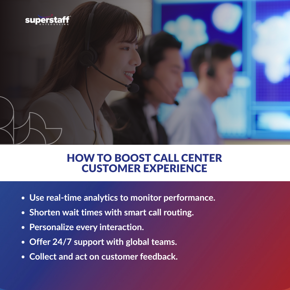 A mini infographic shows steps for how to boost call center customer experience