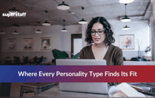 Young woman typing in a call center work environment.