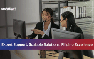 Filipino call center agents, with text about expert BPO support