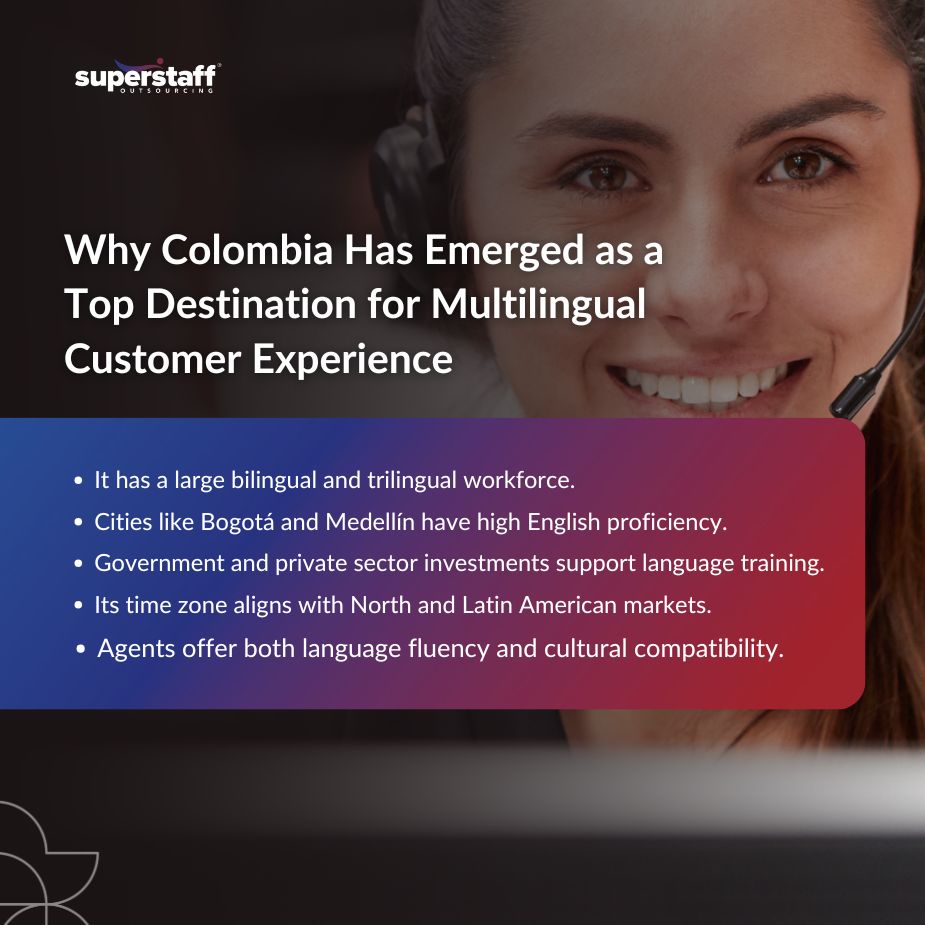 Colombia’s Role in True Multilingual CX_MI Infographics about why Colombia is the top destination for multilingual customer experience