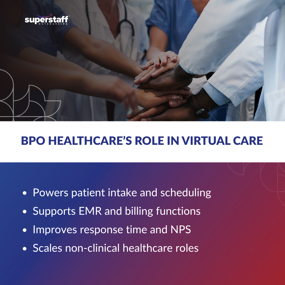 Doctor Will Zoom You Now_MI Collaboration in BPO healthcare fosters efficient virtual care with hands joining to symbolize teamwork and support.