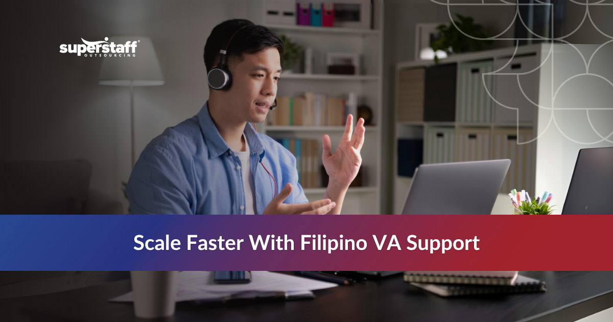 Remote Filipino customer service virtual assistant speaking with a client during an online support session.