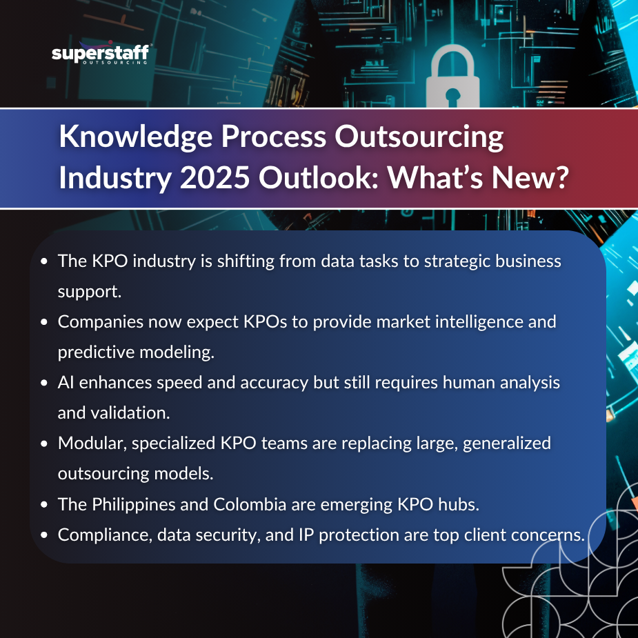 Overview of the knowledge process outsourcing industry trends for 2025, highlighting key shifts and challenges.