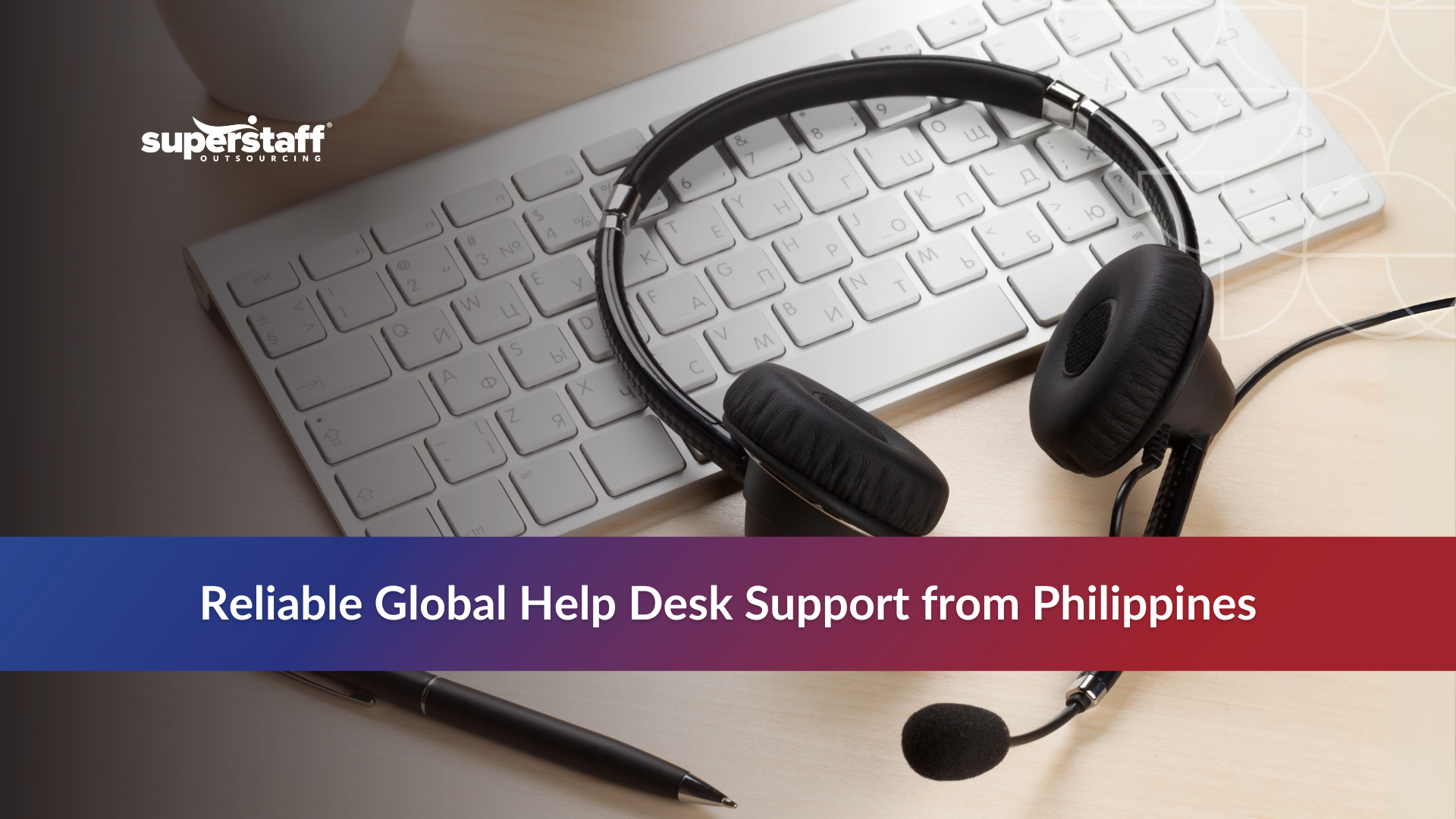 Headset resting on keyboard representing help desk services in the Philippines