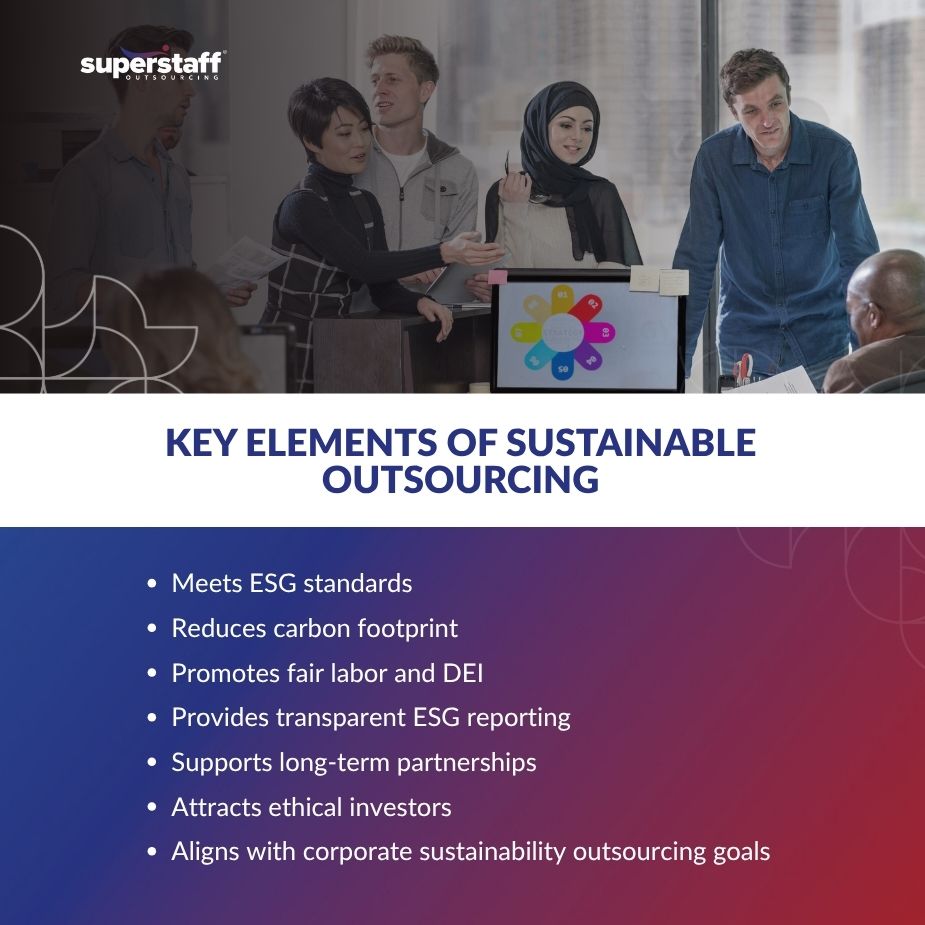 team collaborating on sustainable outsourcing strategy
