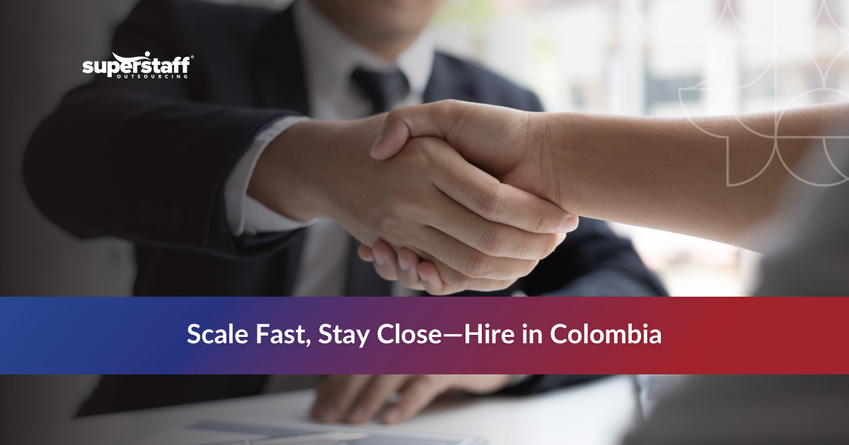 Hire Workers From Colombia_Featured Hands shaking symbolizing a strategic decision to hire workers from Colombia for nearshoring support