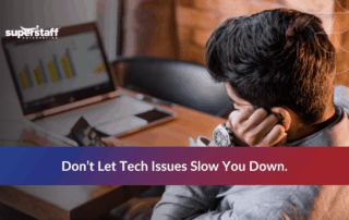 Tired IT Help Desk team member facing tech slowdowns and support system fatigue