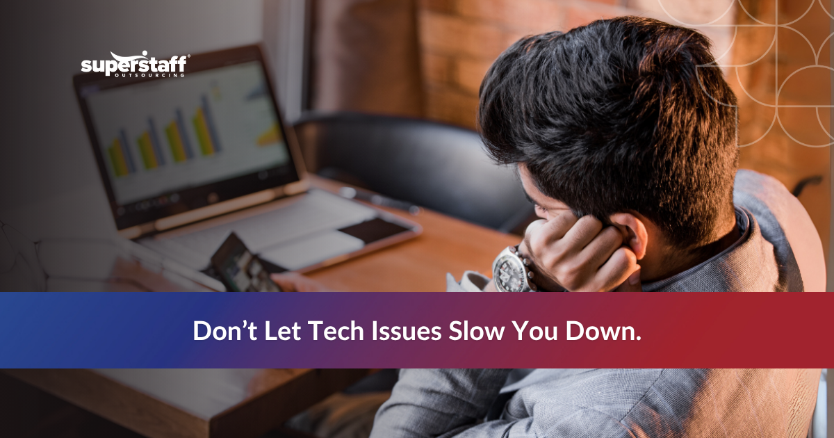 Tired IT Help Desk team member facing tech slowdowns and support system fatigue