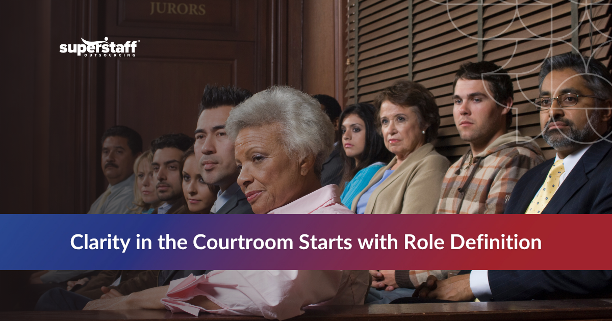 Court jurors with text about role clarity in courtroom