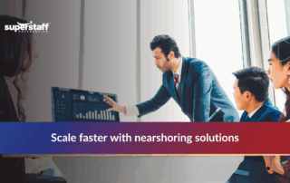 Global team working together providing nearshoring solutions