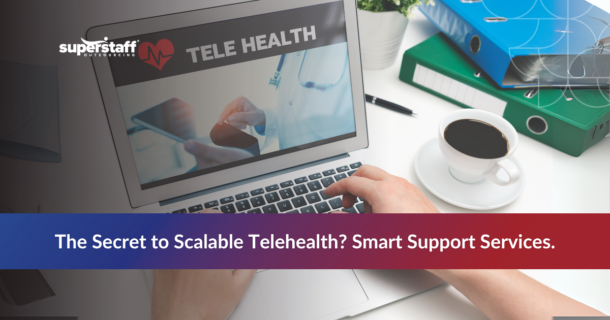 Person browsing telehealth customer service platform on a computer, representing remote healthcare support through healthcare BPO supports services.