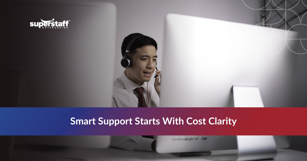 Call center agent working representing how to calculate cost per call
