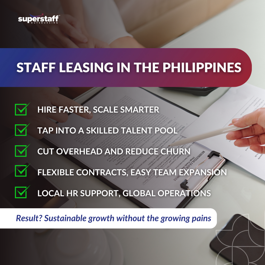 Efficiently_MI Hands reviewing documents for staff leasing in the Philippines, highlighting hiring benefits and global operations.
