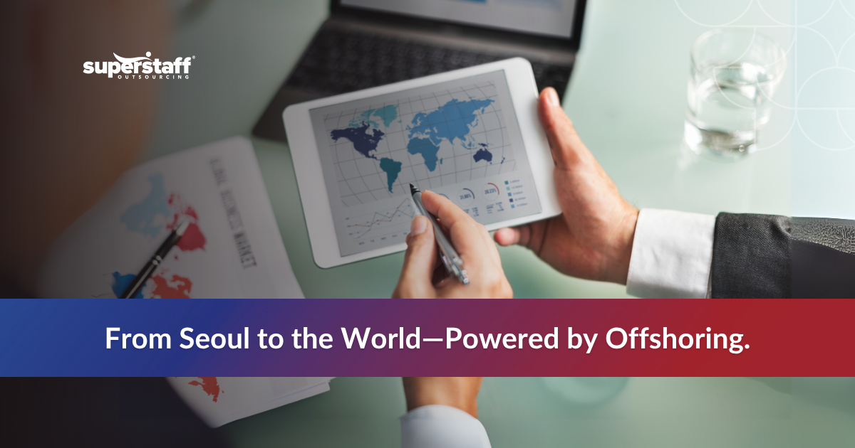 Infographic showing how outsourcing to the Philippines boosts scalability of South Korean exports and reduces operational costs.