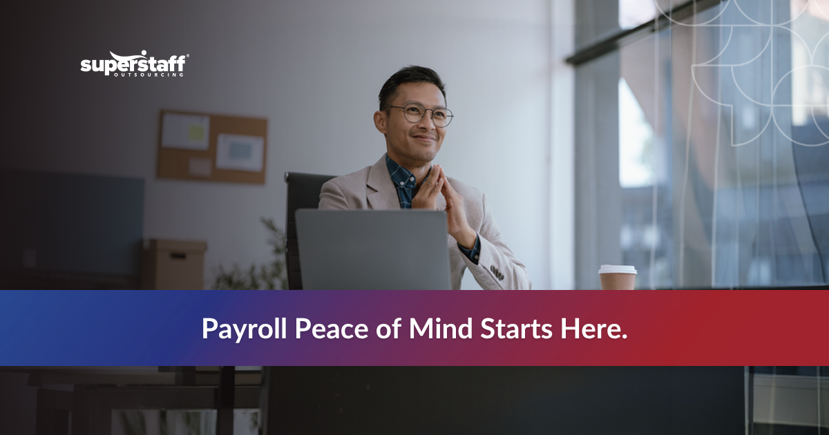 Call center agent happily working, representing outsource payroll processing services