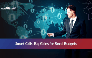 Woman celebrating success on a graph, highlighting telemarketing services for small businesses that boost outreach and growth.