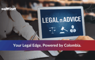 Colombian remote legal assistant working on legal documents online
