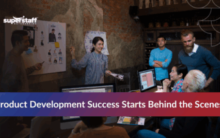 Team working together to illustrate how back-office support enhances product development services and drives efficiency in product creation.