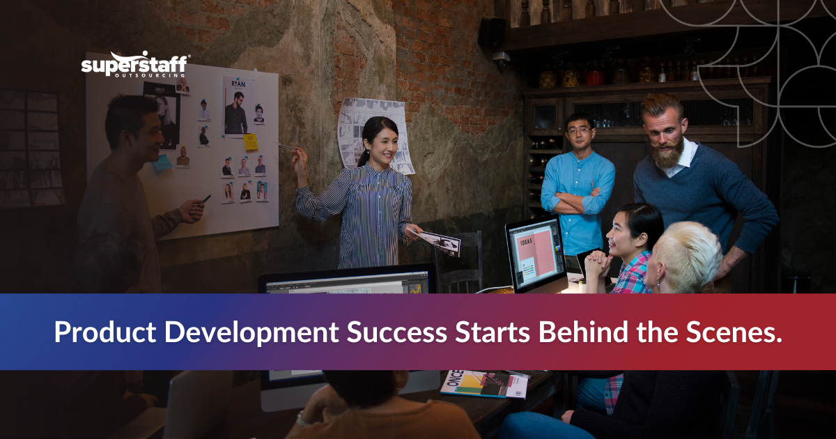Team working together to illustrate how back-office support enhances product development services and drives efficiency in product creation.