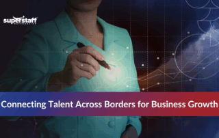 Hand virtually editing a graph, symbolizing nearshore staff augmentation for business growth.