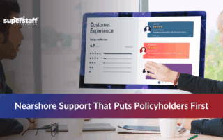 Customer experience dashboard on screen showing how outsourcing for insurance companies enhances service quality and client satisfaction.