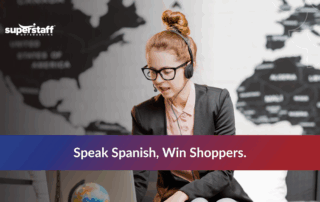 Retail staff providing Spanish speaking customer service to engage and support Latino shoppers.