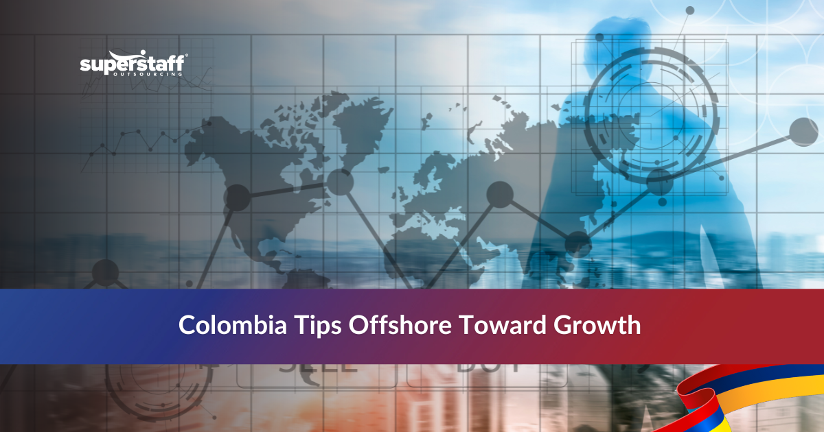 _Pros and Cons_Featured Global connectivity map highlighting Colombia as a hub for offshoring advantages.