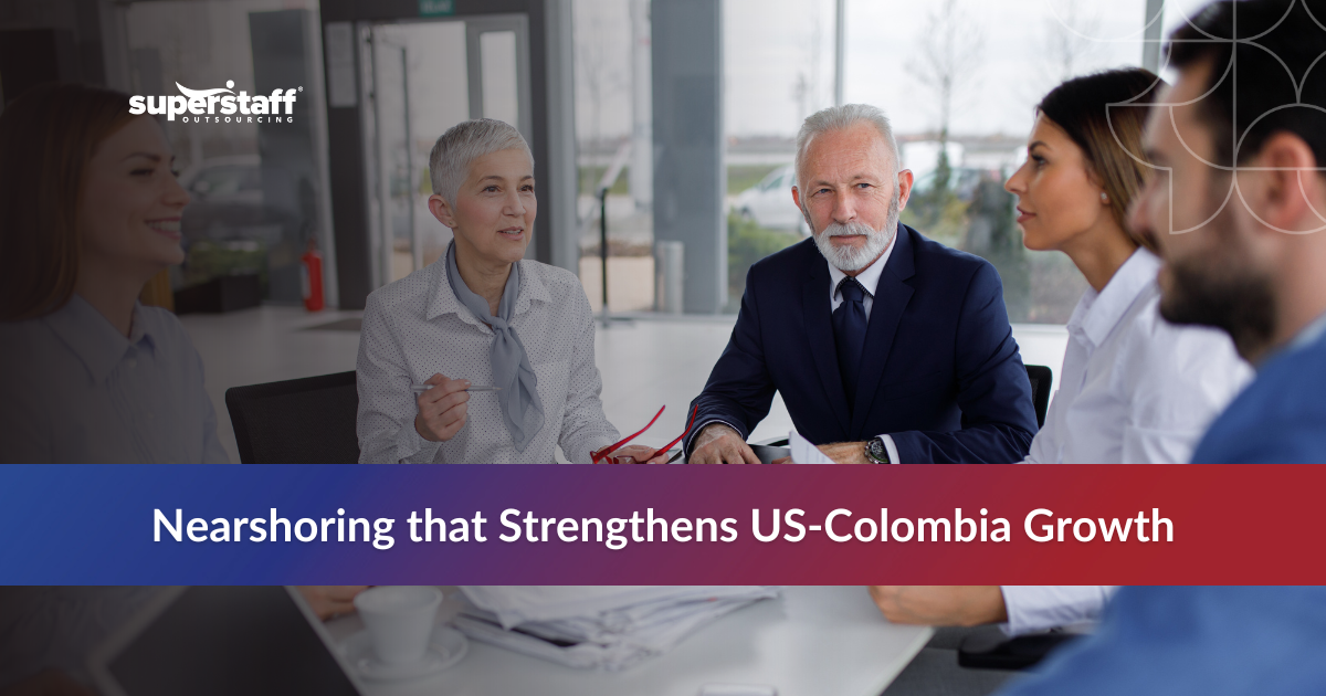Unlocking a Stronger_Featured Snapshot of US-Colombia nearshoring benefits, showcasing collaboration, workforce growth, and economic ties.