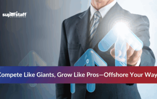 Growth icons representing how offshoring for small businesses enables scalability, cost savings, and global competitiveness.