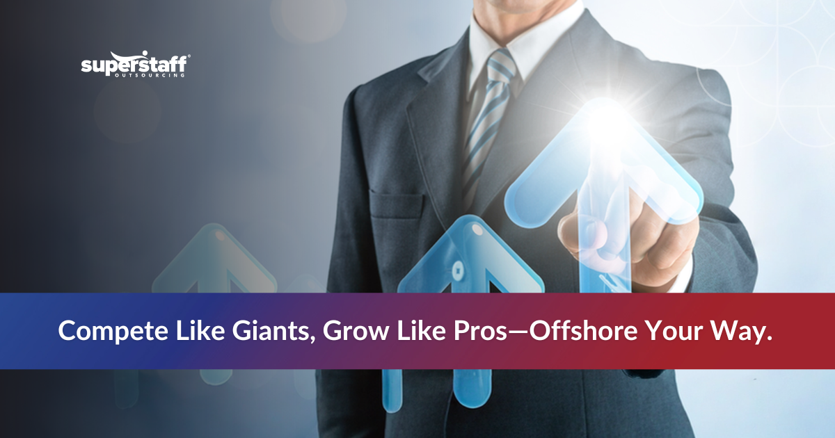Compete Like Big Brands_Featured Growth icons representing how offshoring for small businesses enables scalability, cost savings, and global competitiveness.