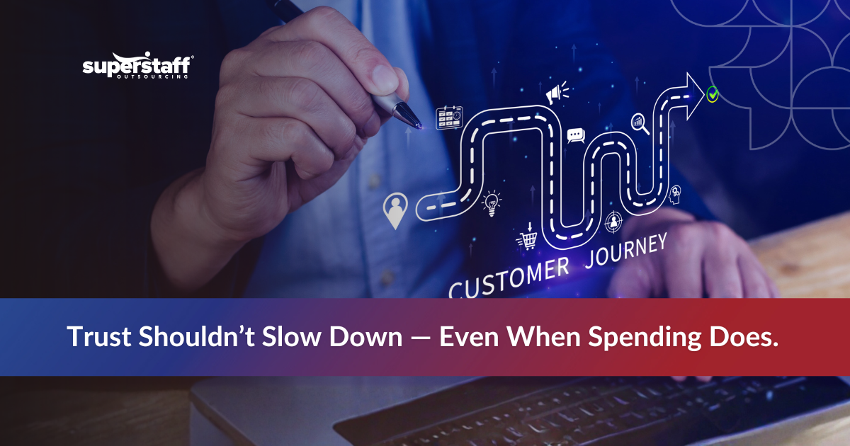 Customer journey icons illustrating how customer experience outsourcing companies build trust and loyalty.