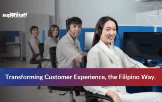 Filipino professionals in meeting discussing customer experience outsourcing strategies and services