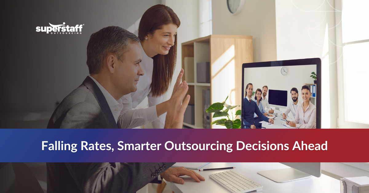 Chart showing decline in outsourced development rates with AI adoption