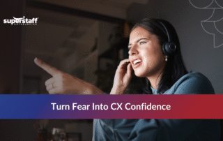 Call center agent managing a difficult call, representing effective customer service recovery and empathy in action.