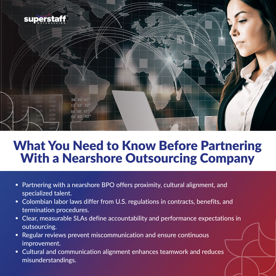 Global connection graphic representing nearshore outsourcing partnerships and international business collaboration.