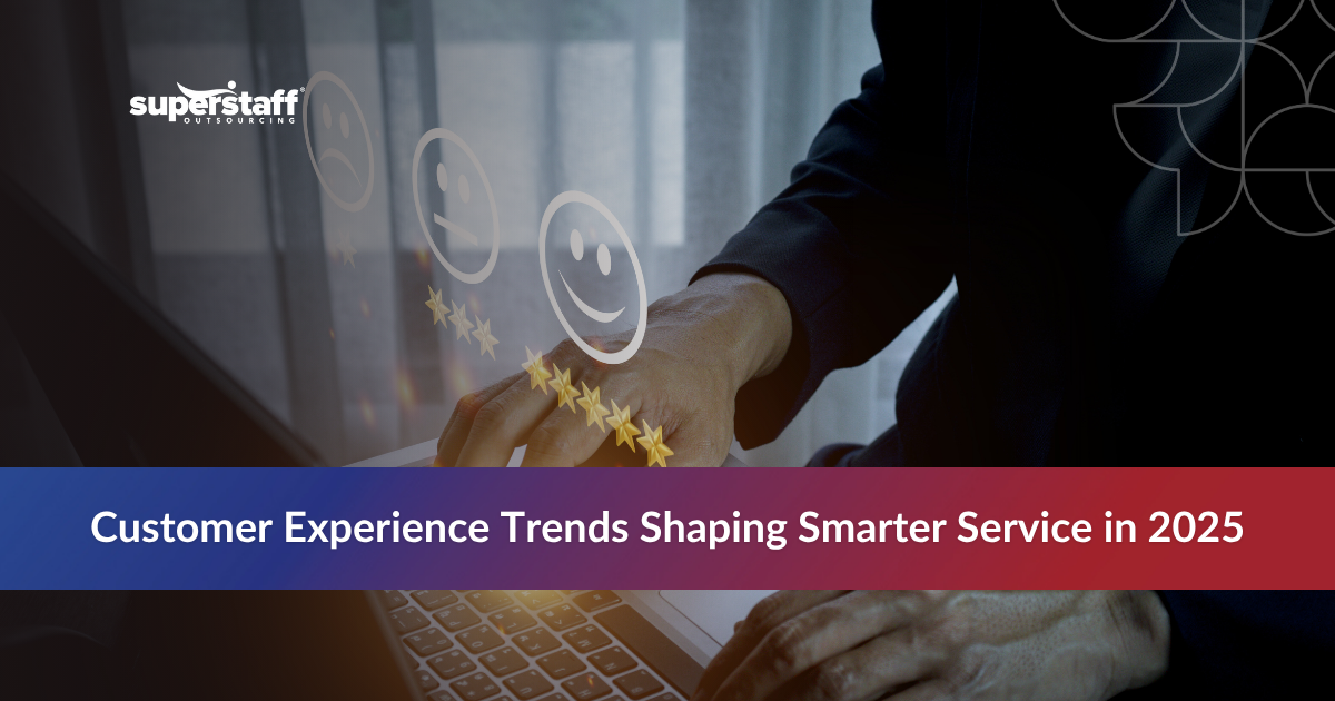 Person using computer with rating icons representing the future of customer experience