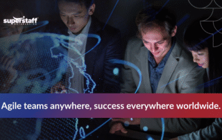 Person working on a laptop with headphones, highlighting key benefits of flexible remote staffing for scalable, global teams.