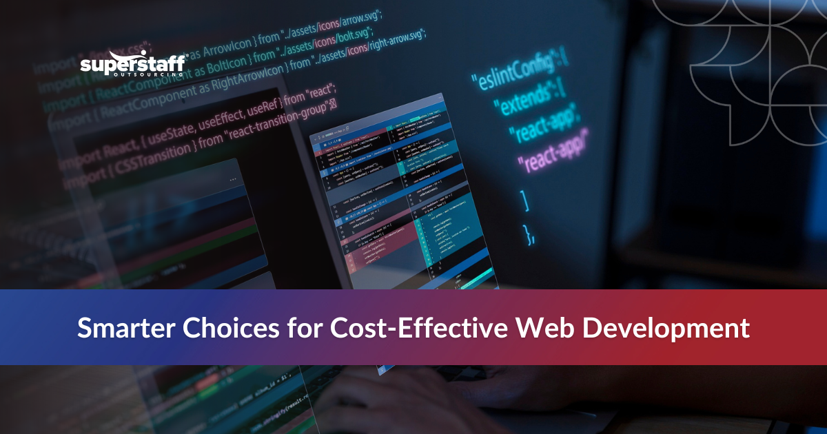 Developers discussing outsourced web development compared to in-house costs for business projects.